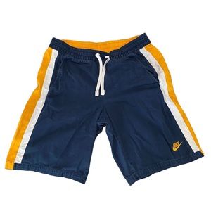 Vintage Nike Navy Blue and Yellow Shorts